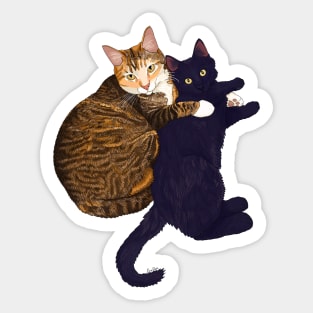 Momma Cat Love - Tabby Cat & Black Kitten Sticker